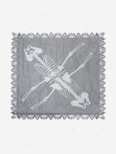 Halloween Costume Gothic Plus Size Skull Skeleton Graphic Mesh Asymmetric Poncho Cloak Cape