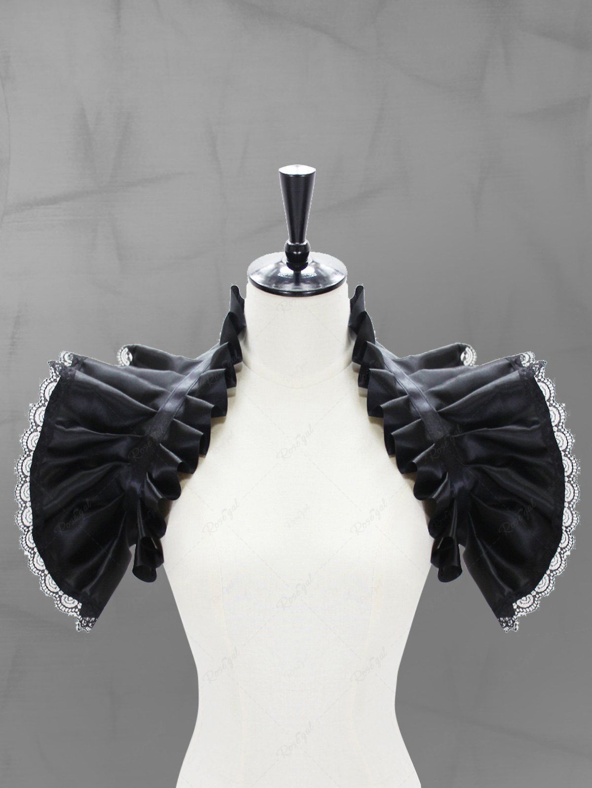 Victorian Royal Gothic Lace Trim Pleated Shrug Bolero Detachable Collar Cape