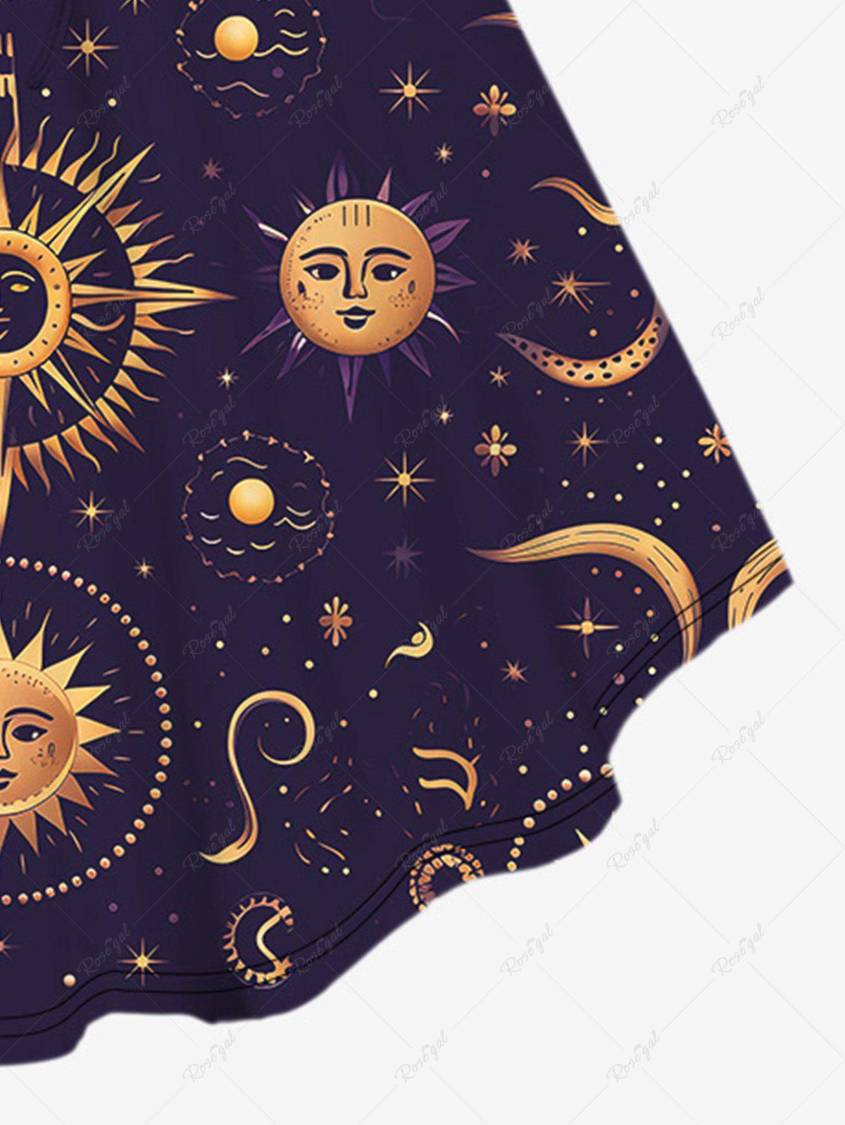 💗Jennifer Loves💗 Gothic Sun Moon Star Galaxy Print Cinched Tank Top