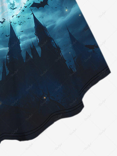 💗Lauren Loves💗Gothic Plus Size Halloween Bat Moon Castle Galaxy Print Cinched Tank Top