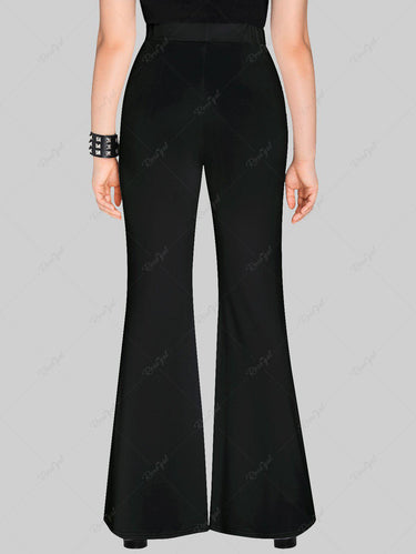 Gothic Plus Size Flower Branch Tassel Print Flare Pants