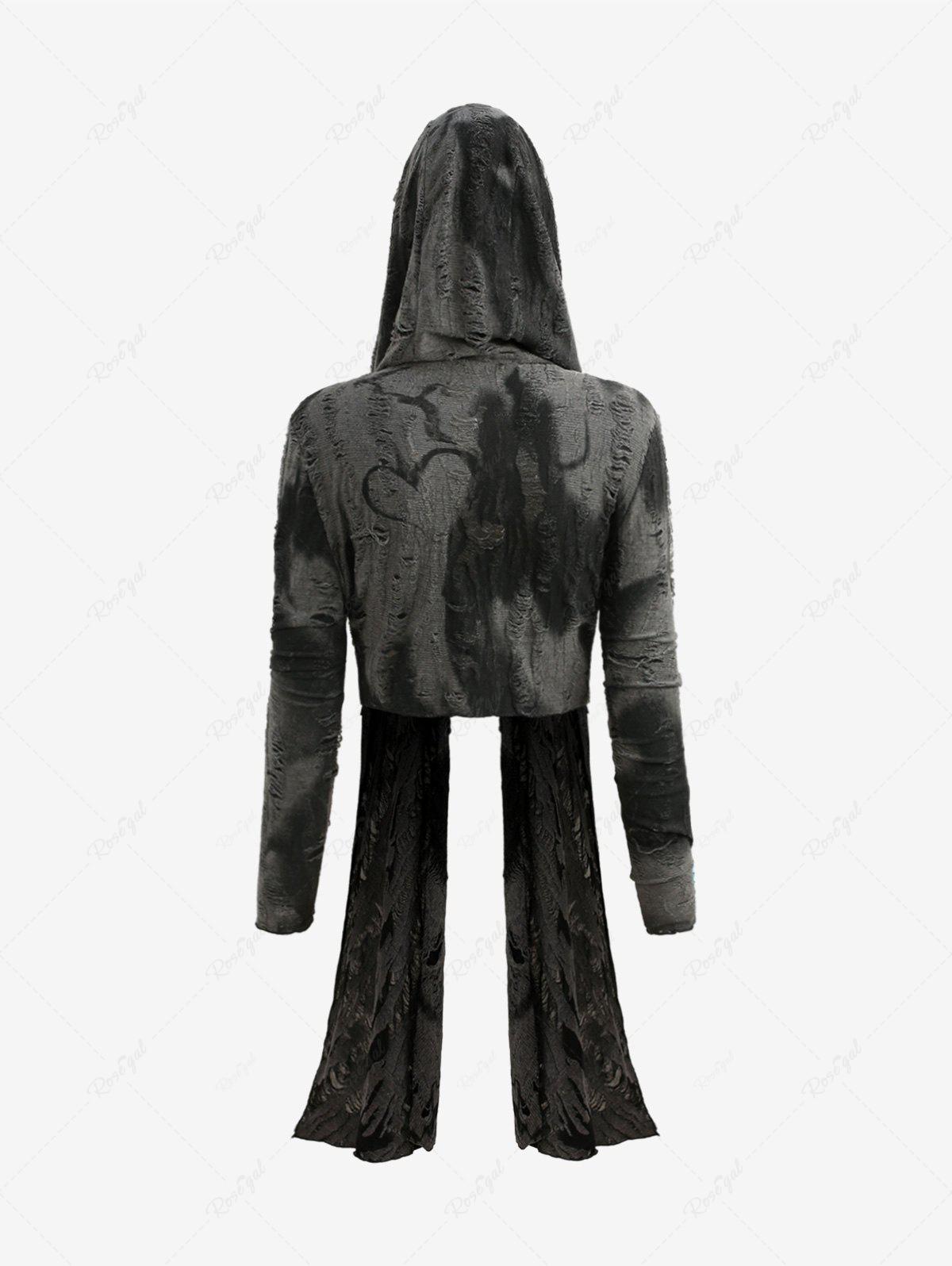 Gothic Tie Dye Ripped Hooded Asymmetric Coat – Rgothic