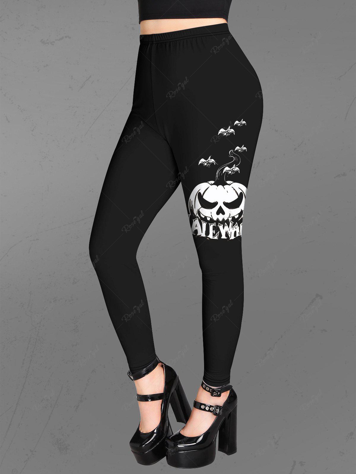 Halloween Costume Gothic Pumpkin Bat Print Skinny Halloween Leggings