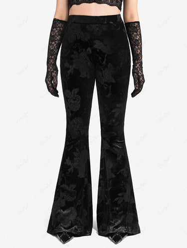 💗Lauren Loves💗 Gothic Flower Print Pockets Flare Pants(3 Days Delivery)
