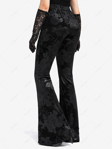 💗Lauren Loves💗 Gothic Flower Print Pockets Flare Pants(3 Days Delivery)
