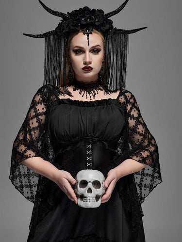 Gothic Plus Size Lace Panel Hook and Eye Layered Ruched High Low Flutt Rgothic Gothic Plus Size Lace Panel Hook and Eye Layered Ruched High Low Flutt Rgothic