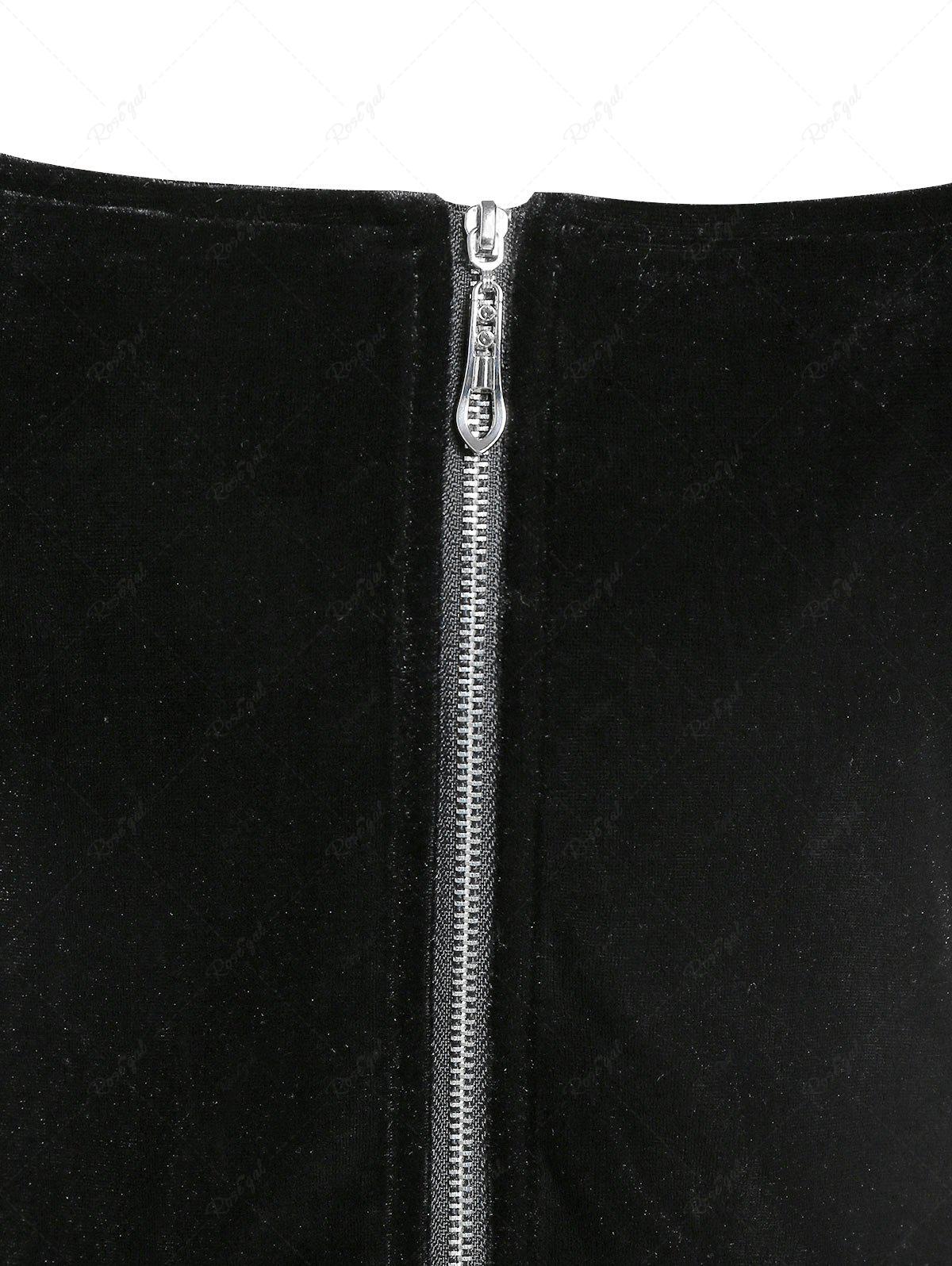 💗Lauren Loves💗 Gothic Lace Trim Zipper Velvet Coat – Rgothic