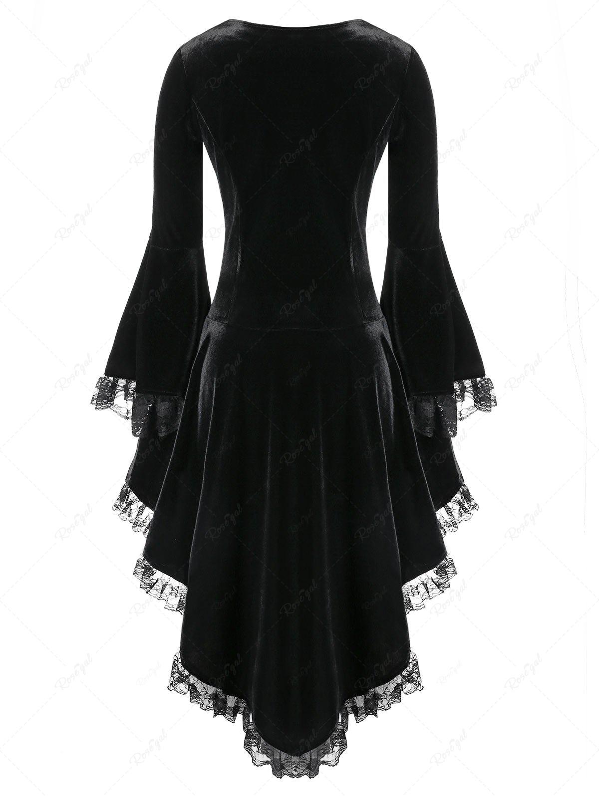 💗Lauren Loves💗 Gothic Lace Trim Zipper Velvet Coat