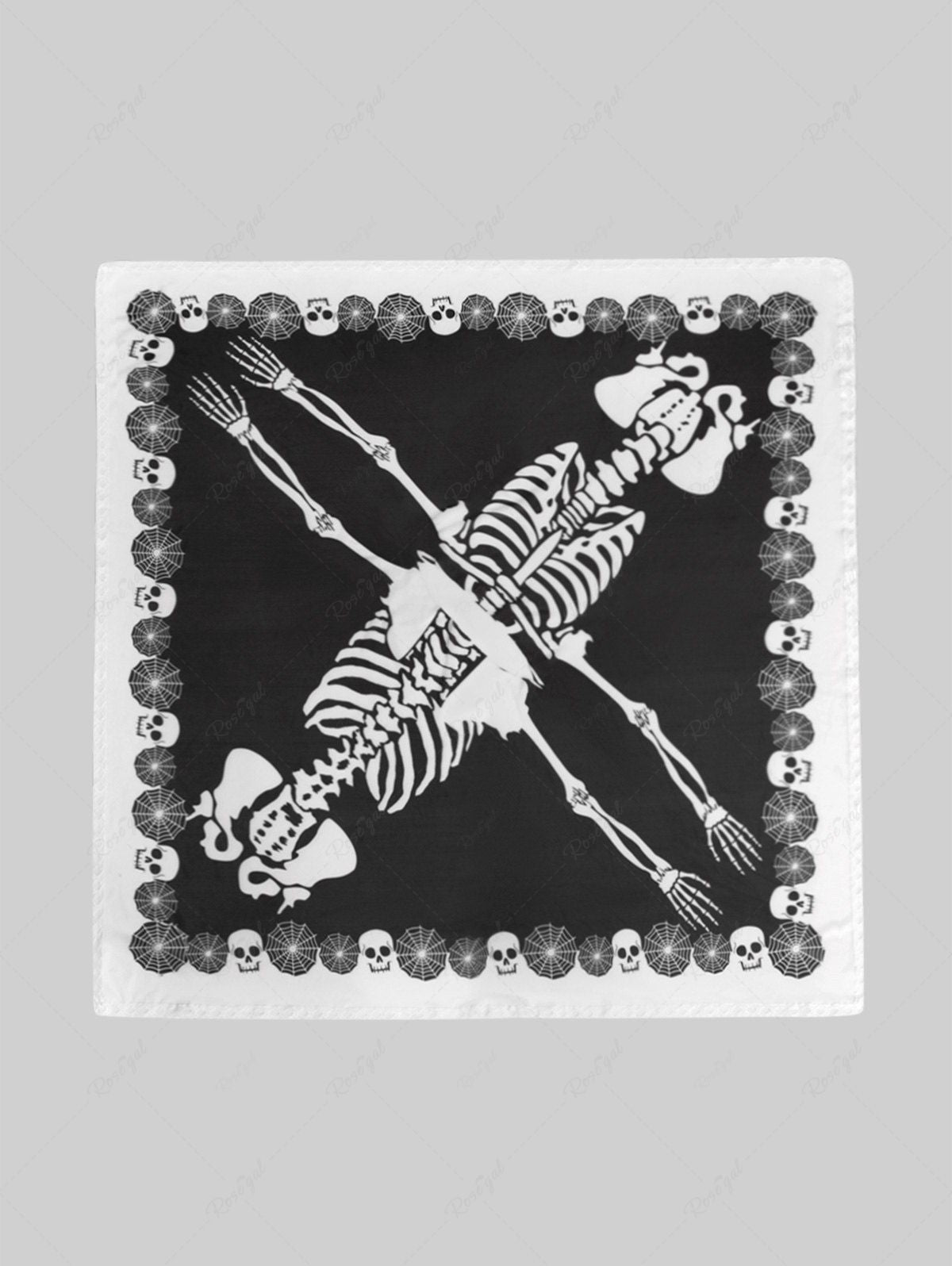 Halloween Skeleton Costume Poncho Shawl Skull Spider Web Print Handkerchief Cape