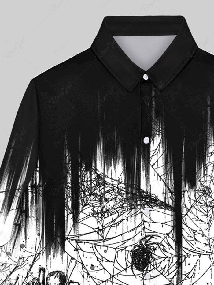 Gothic Spiders and Spider-web Light Beam Print Halloween Shirt For Men