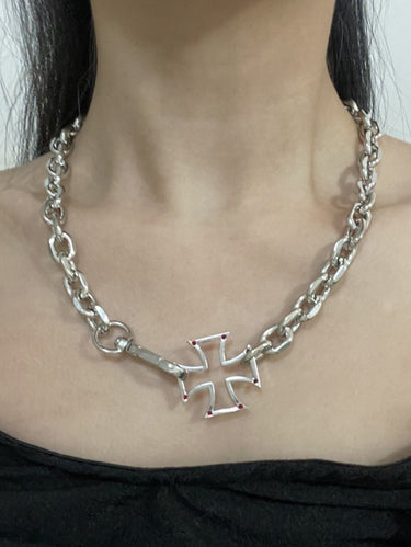 Gothic Fashion Hollow Out Chunky Chain Cross Pendant Necklace