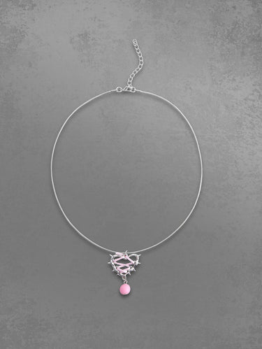 Gothic Punk Lace Up Bead Heart Pendant Necklace