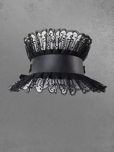 Gothic Vintage Fashion Lace PU Panel Buckle Choker Necklace