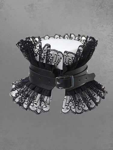 Gothic Vintage Fashion Lace PU Panel Buckle Choker Necklace
