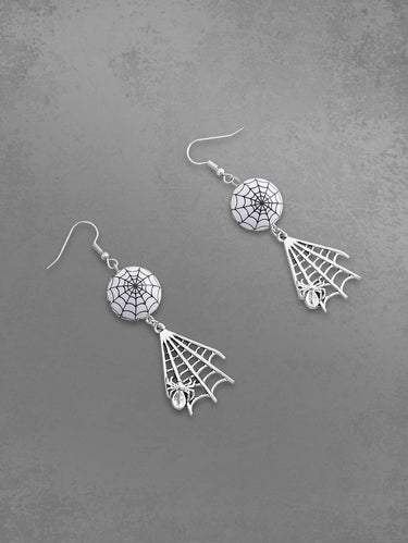 Spider Web Faux Pearl Drop Earrings