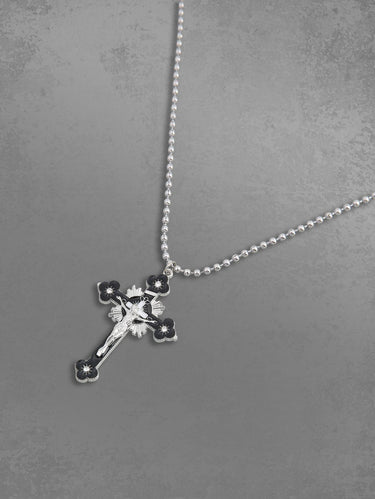 Gothic Jesus Cross Bead Pendant Necklace
