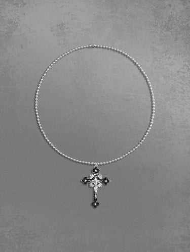 Gothic Jesus Cross Bead Pendant Necklace
