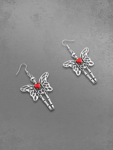 Gothic Skeleton Butterfly Wings Heart Hollow Out Drop Earrings