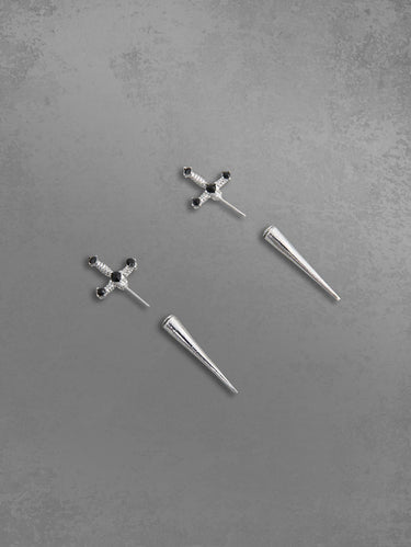 Gothic Vintage Faux Crystal Sword Shaped Stud Earrings