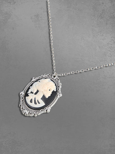 Gothic Skull Lolita Oval Shape Pendant Necklace