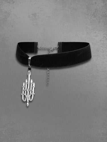 Gothic Retro Castle Candleholder Velvet Choker Necklace