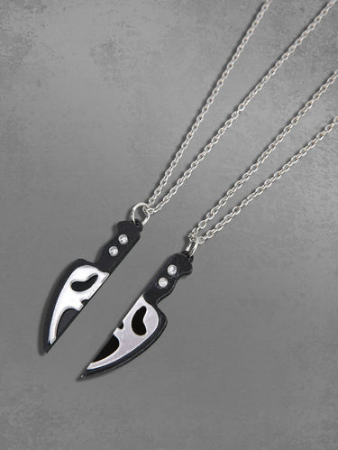 Gothic Horrible Ghost Face Skull Knife Patchwork Necklace For Lovers