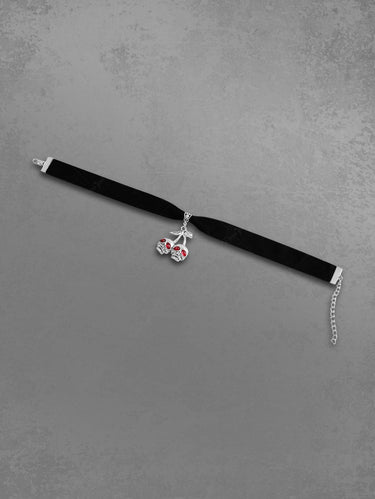Gothic Fashion Punk Skulls Cherry Choker Necklace