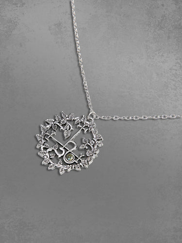 Vintage Cross Wreath Faux Crystal Pendant Necklace