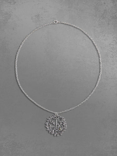 Vintage Cross Wreath Faux Crystal Pendant Necklace