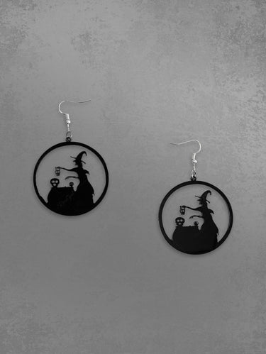 Halloween Witch Pumpkin Skull Circle Drop Earrings