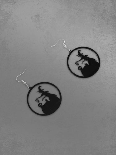 Halloween Witch Pumpkin Skull Circle Drop Earrings