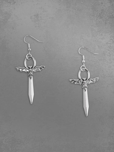 Gothic Sword Bat O-Ring Drop Earrings