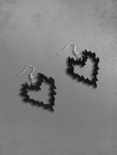 Flame Heart Shaped Hollow Out Drop Earrings