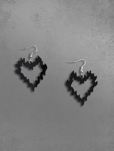 Flame Heart Shaped Hollow Out Drop Earrings