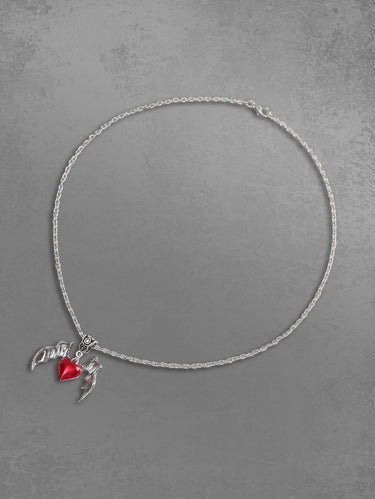 Gothic Vintage Punk Devil Wings Heart Shaped Pendant Necklace