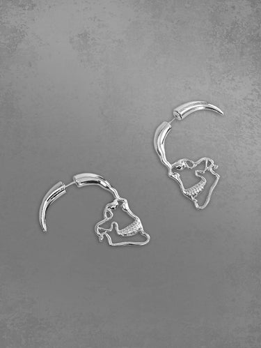 Hollow Out Skull Face Stud Earrings