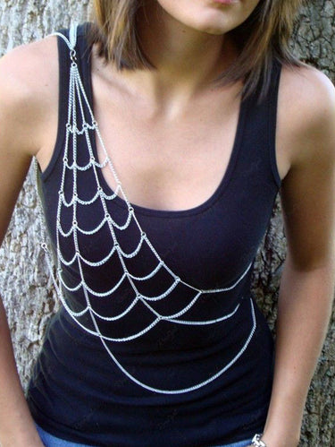 Spider Web Shaped One Shoulder Body Chain