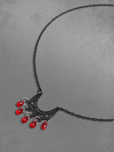 Moon Faux Crystal Teardrop Pendant Necklace