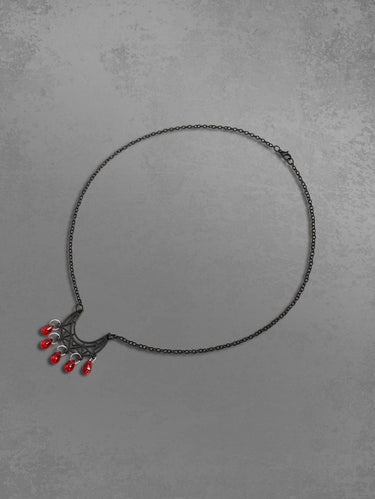 Moon Faux Crystal Teardrop Pendant Necklace