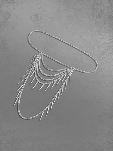 One Shoulder Rivet Tassel Body Chain