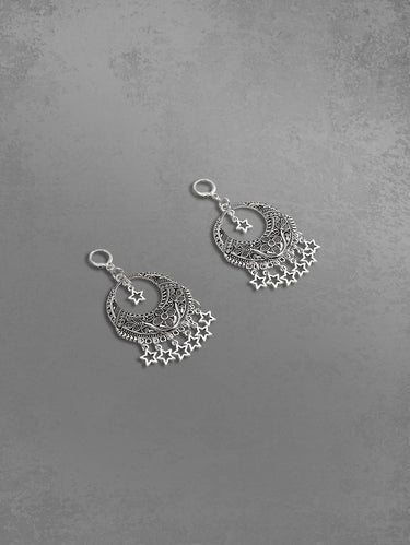 Bohemia Moon Shaped Star Tassel Drop Earrings