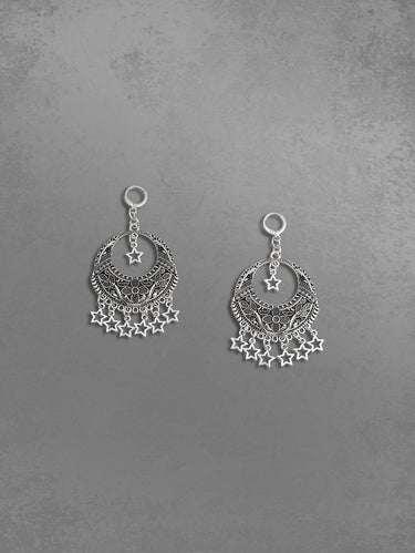 Bohemia Moon Shaped Star Tassel Drop Earrings