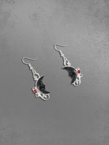 Faux Gem Moon Shaped Drop Earrings