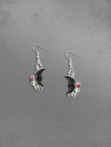 Faux Gem Moon Shaped Drop Earrings