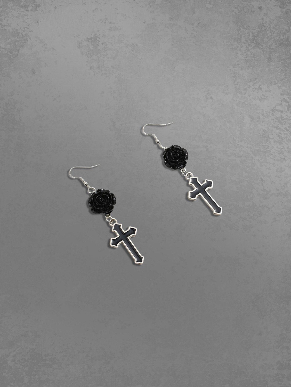 Cross Rose Drop Earrings