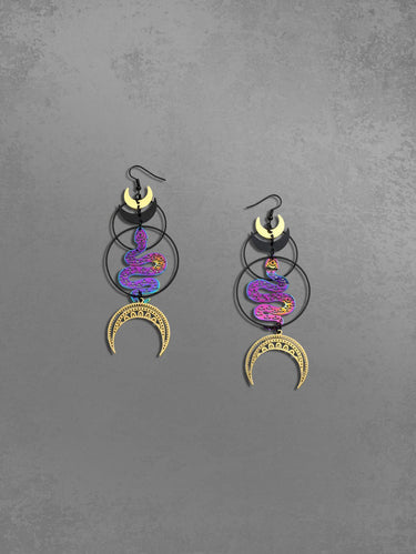 Moon Snake O-ring Drop Earrings