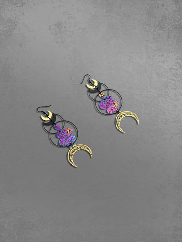 Moon Snake O-ring Drop Earrings