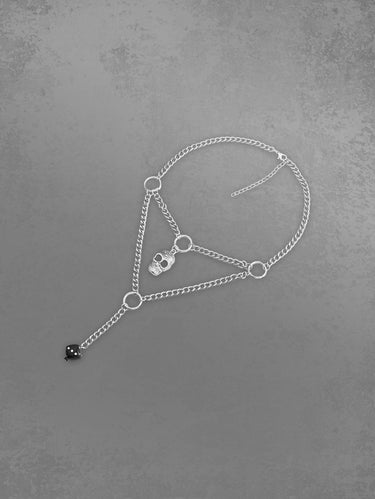 O-ring Skull Dice Shaped Pendant Necklace