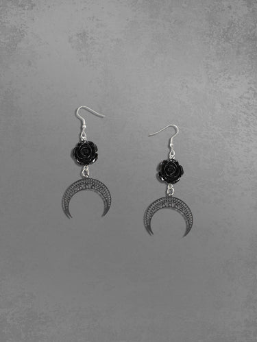 Rose Moon Shaped Drop Earrings