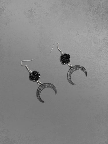Rose Moon Shaped Drop Earrings